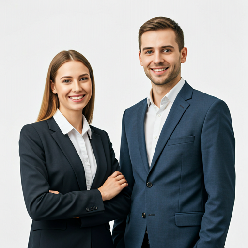 Smiling business partners